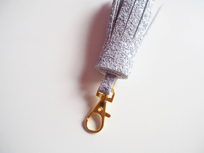 Grey Glitter Tassel Keychain Sparkly Grey Tassel Keyring Etsy