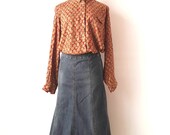 Vintage 90 39 s denim skirt, maxi flare jean skirts, women 39 s blue denim long skirt, boho hippie skirt, M L size elastic maxi skirt, women skirt