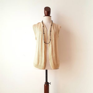 S-M. Vintage acrylic waistcoat for women, sleeveless buttonless vest, knit from 90's. image 7