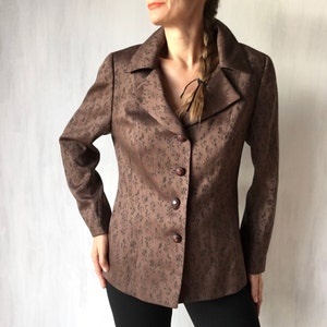Vintage 100% wool brown printed elegant blazer.