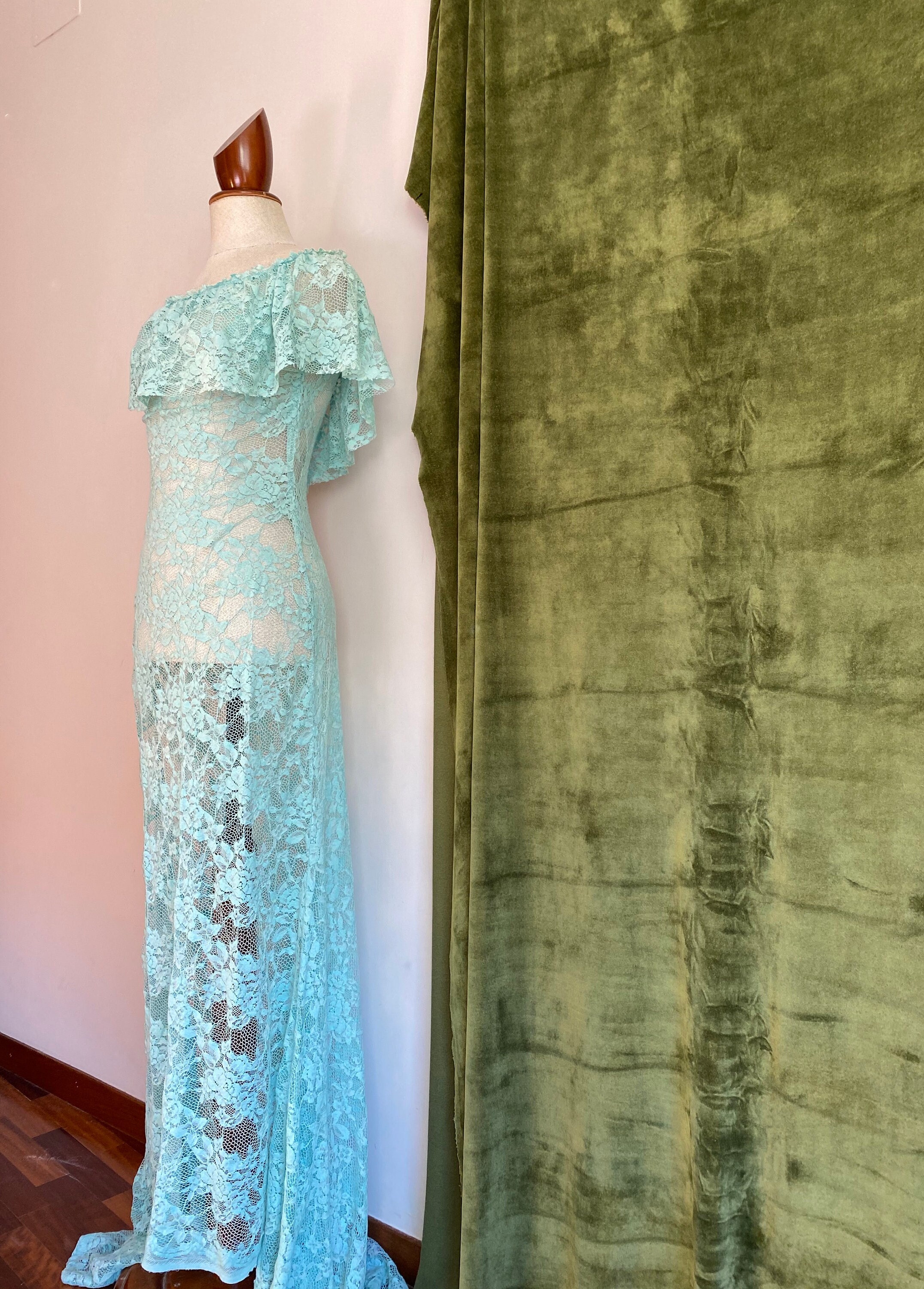 M-L. Vintage 90's Lace Dress, Extra Long Transparent M-L. Vintage 90's Lace Dress, Extra Long Transparent