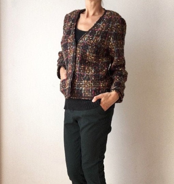 Vintage multicolored cropped blazer for women from