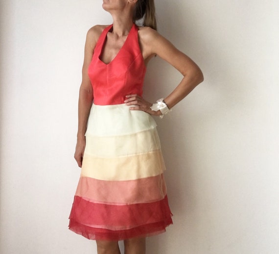 Vintage cocktail dress for women, open back dress.