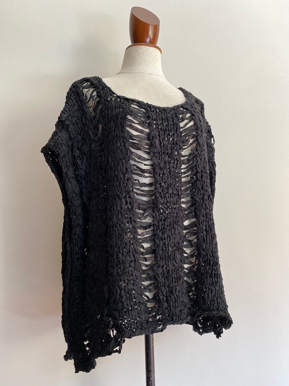 Vintage merino wool crochet black sweater, vest. - image 5