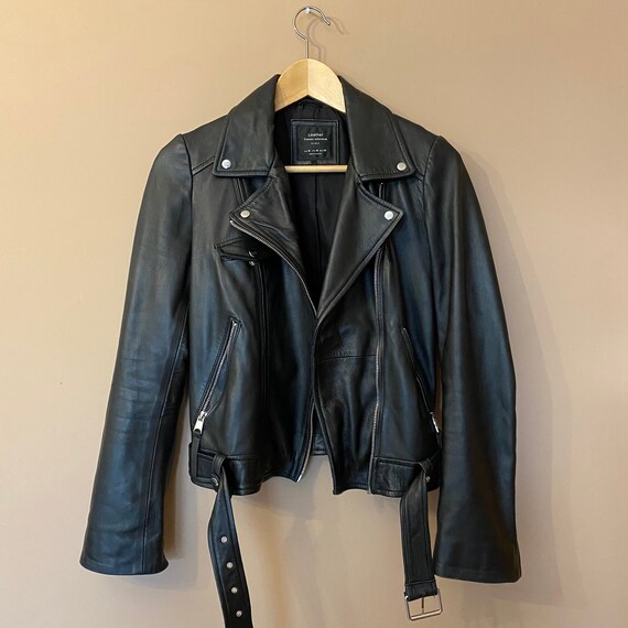 Women Vintage Leather Black Jacket. Ramones Classi
