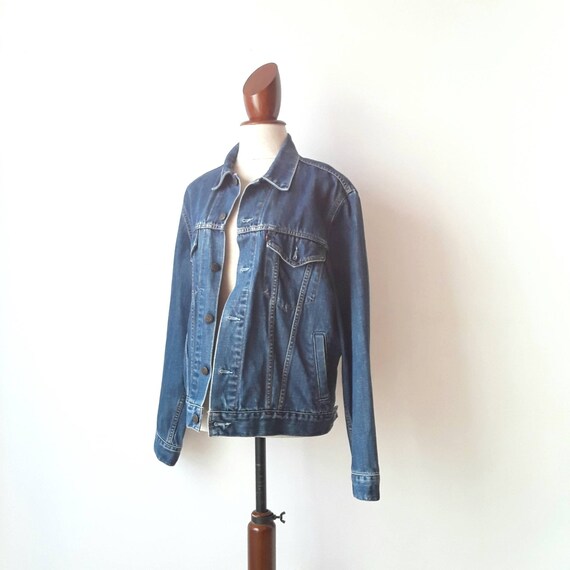 Levi's trucker jacket, vintage blue denim jacket,