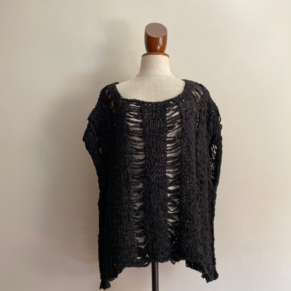 Vintage merino wool crochet black sweater, vest. - image 4