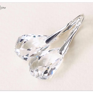 Silber Ohrringe Swarovski Helix Kristallschmuck Weiße Ohrringe Tropfenschmuck Topfen Ohrringe Brautschmuck Brautjungfern Geschenk für sie