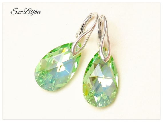 Pendientes Turquesa Y Plata Peridoto Hechos A Mano