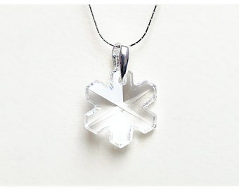 Silver pendant Swarovski Snowflake Crystal necklace white pendant celestial necklace winter wedding jewelry bridesmaids gift for her