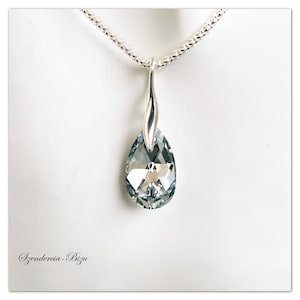 Silver pendant Swarovski Pear-Shaped necklace Comet Argent Light pendant zirconium necklace Crystal pendant Bridal necklace drop pendant