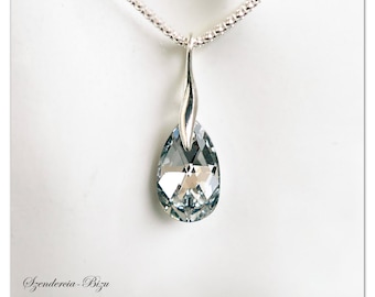 Silver pendant Swarovski Pear-Shaped necklace Comet Argent Light pendant zirconium necklace Crystal pendant Bridal necklace drop pendant