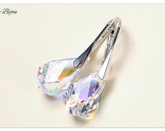 Orecchini in argento Orecchini pendenti Swarovski Orecchini Helix Aurore Boreale Orecchini in argento sterling Orecchini multicolori Orecchini in cristallo