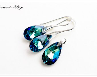 Ensemble de bijoux argent Swarovski poire Bermuda bleu bijoux goutte bijoux set multi couleur bijoux en argent Sterling de bijoux set bijoux Turquoise