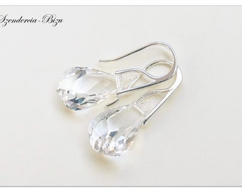 Orecchini in argento, orecchini pendenti Swarovski, orecchini con cristalli a elica, orecchini pendenti bianchi, gioielli da sposa, regalo per damigelle d'onore per lei