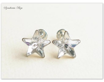 Silver stud earrings, Swarovski Star, Star 10mm, Crystal Comet Argent Light, Crystal ear studs, Sterlingsilver ear studs, Star ear studs