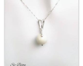 Silver pendant Swarovski Pearl necklace Pearl Ivory pendant Sterlingsilver necklace Pearl jewelry White necklace Bridal jewelry bridesmaid