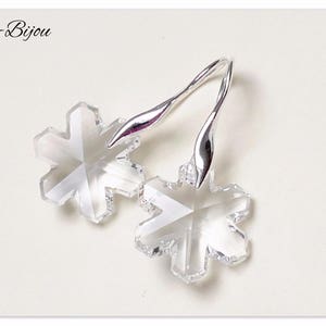 Silver Swarovski Snowflake earrings Sterlingsilver Snowflake 20mm Crystal earrings Crystal Earrings White earrings gift for her