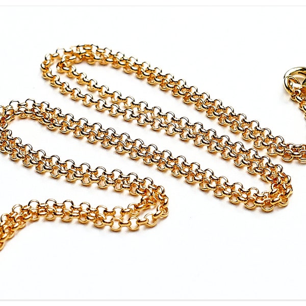 14" 16" 18" 20" 22" 24" 28" 32" 36" 24K yellow Gold plated 925 silver Rolo necklace 35cm 40cm 45cm 50cm 55cm 60cm 70cm 80cm 90cm chain