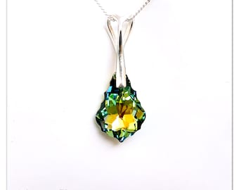 Silver pendant Swarovski Baroque necklace Sahara pendant crystal necklace multicolor pendant bridal necklace green pendant bridesmaid gift