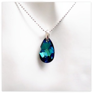 Silver pendant Swarovski Pear necklace Pear-shaped Bermuda Blue pendant multicolor pendant drop necklace crystal pendant turquoise necklace