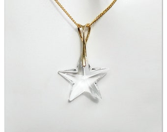 Gold-plated Silver pendant Swarovski Star Crystal necklace Star pendant Gold jewelry Sterlingsilver pendant winter jewelry bridal necklace