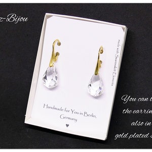 Pendientes de plata Pendientes colgantes Swarovski Pendientes de cristal helix Pendientes colgantes blancos Joyería nupcial Regalo de dama de honor para ella imagen 3