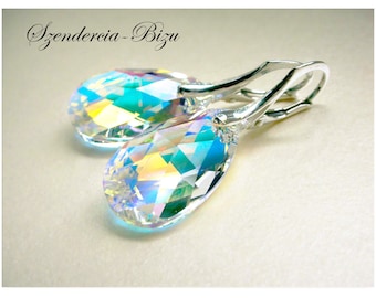 Orecchini in argento Swarovski Orecchini a pera Aurore Boreale Orecchini pendenti Orecchini multicolori Orecchini a mandorla Gioielli da sposa Regalo