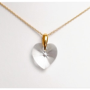 Silver Swarovski Heart 14mm Crystal pendant White clear heart necklace bridal jewelry bridesmaids gift for her