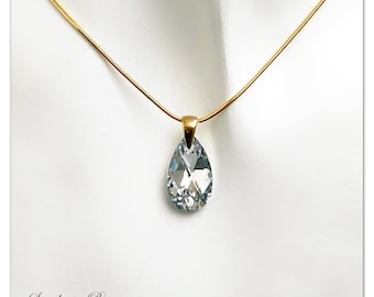 Gold plated pendant Swarovski Pear Comet Argent Light necklace Gold pendant Zirconium necklace Bridal pendant bridesmaids gift for her