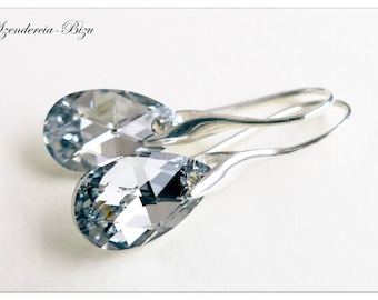 Silver earrings Swarovski Pear jewelry Comet Argent Light earrings  Drop jewelry Crystal earrings bridal jewelry zirconium earrings gift