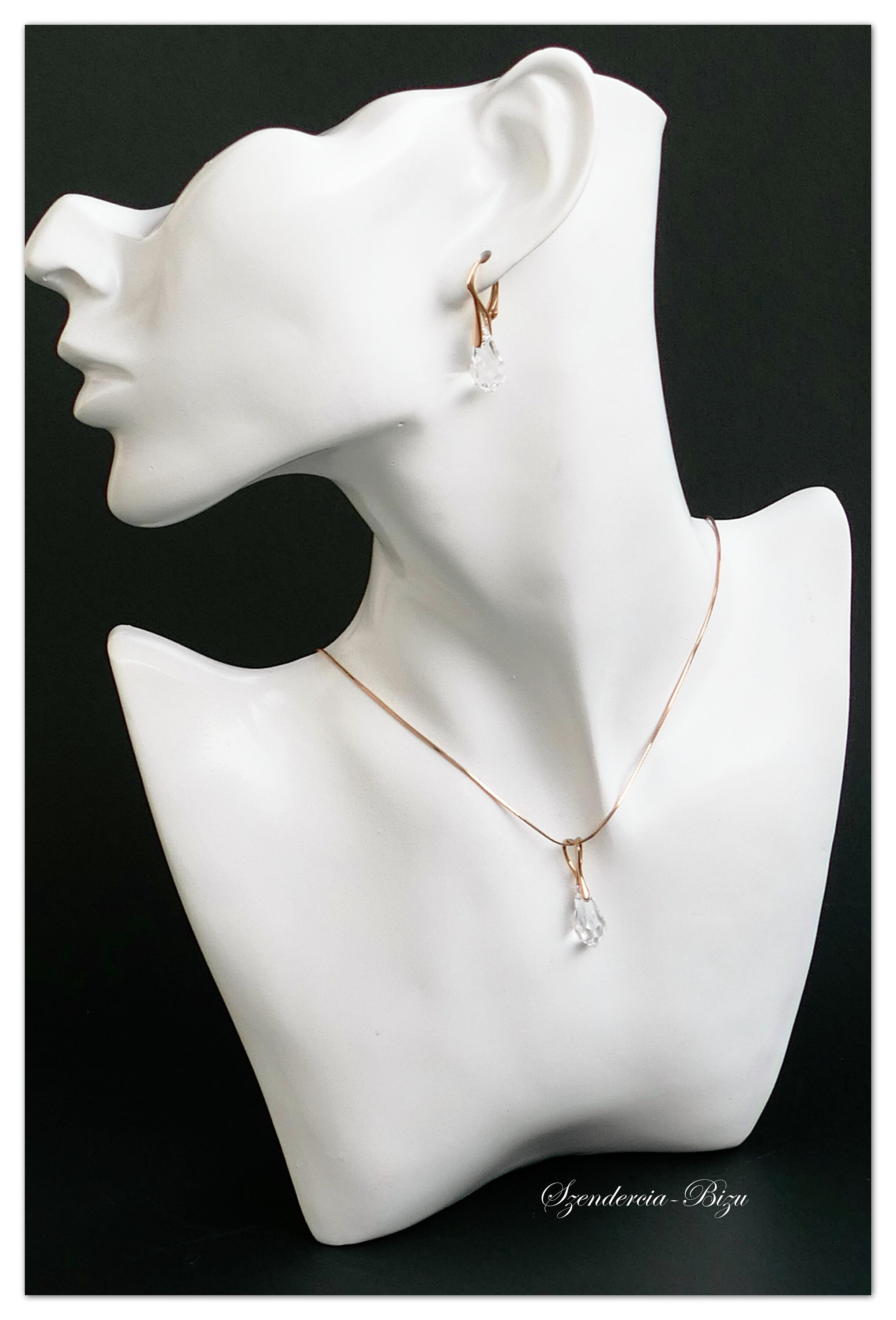 Judy Rose Gold Plated Double Pear Cut Swarovski Crystal Drop Earrings main image 1