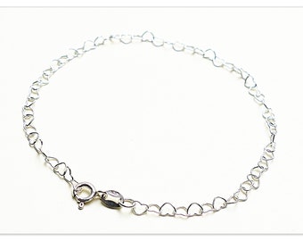 16cm 17cm 18cm 19cm 20cm 21cm 3.3mm Sterling Silver Hearts Bracelet Silver Bangle Celebrity Bracelet Heart Real Silver Charms charm bracelet