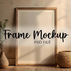 large wooden frame mockup, PSD Mockup Frame, Artwork Mockup, Wood Frame, Smart Object, Boho Mockup, Wall Art Print Mock up, Digital Mock up