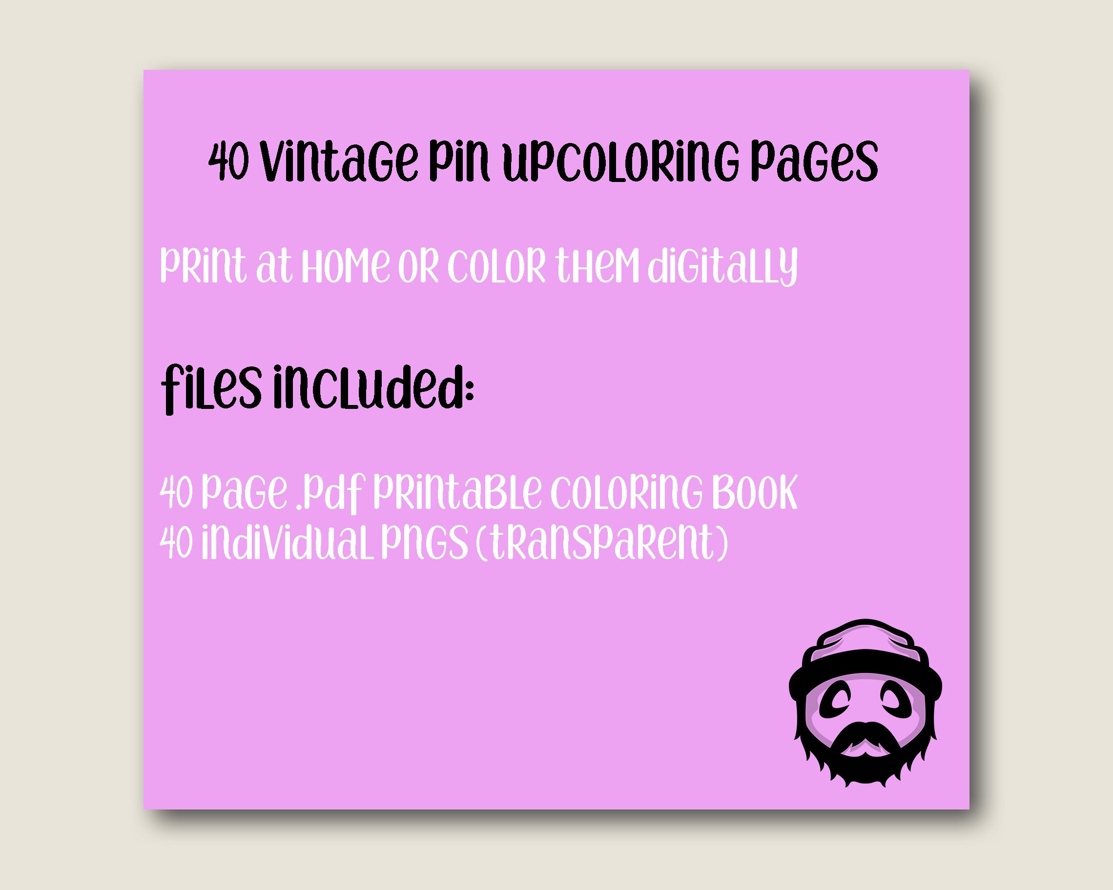 40 Vintage Pin up Model Coloring Pages Bundle 40 Portrait Style ...