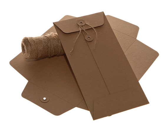 DL Kraft Marrón Sobres String Tie Paquete de 10 tamaño DL Kraft Marrón Sobres String Tie Paquete de 10 tamaño
