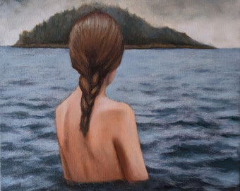 Van de kust - Origineel olieverfschilderij van Katharina Gifford, 12 x 12 inch