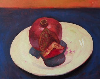 Granaatappelbord: origineel olieverfschilderij van Katharina Gifford, 9 x 12 inch