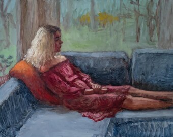 Spring Repose: origineel alla prima-olieverfschilderij van Katharina Gifford, 11 x 14 inch