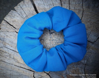 Collection: Indian colors Scrunchie, small bow or Foulchie in turquoise blue Indian cotton fabrics