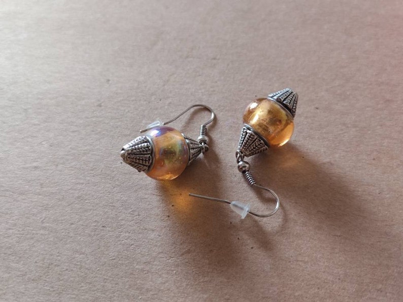 Boucles d'oreilles ethniques & Perles de verre Lampwork oranges image 5