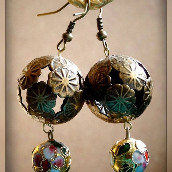 Boucles d'oreilles aux inspirations chinoises " Chinese Flora "