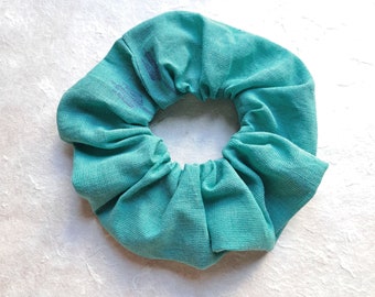 Collection: Indian colors - Scrunchie, small bow or Foulchie in light turquoise cotton fabrics with ikat technique