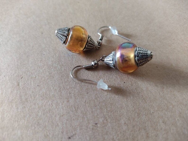 Boucles d'oreilles ethniques & Perles de verre Lampwork oranges image 7
