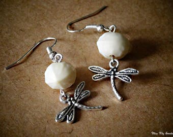 Boucles d'oreilles aux Libellules & Graines de Chine