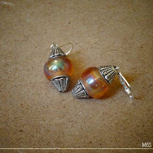 Boucles d'oreilles ethniques & Perles de verre Lampwork oranges image 1