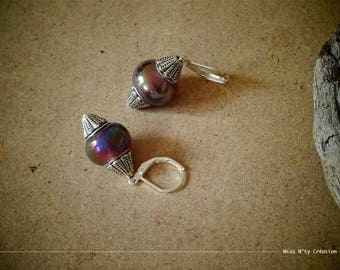 Boucles d'oreilles aux Perles de verre Lampwork reflets rose