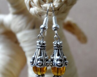 Boucles Ethniques en verre Ambre