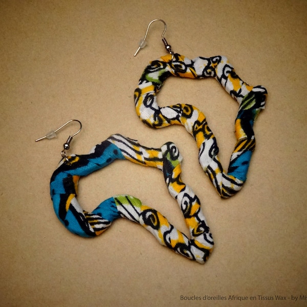 Boucles d'oreilles Afrique en Tissus africain WAX aux motifs ethnique