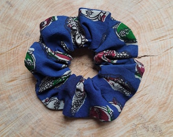 Chouchou, Scrunchie, small knot, Foulchie in Indian fabrics in burgundy, beige, green and blue cotton - Buddha pattern - blockprinting technique